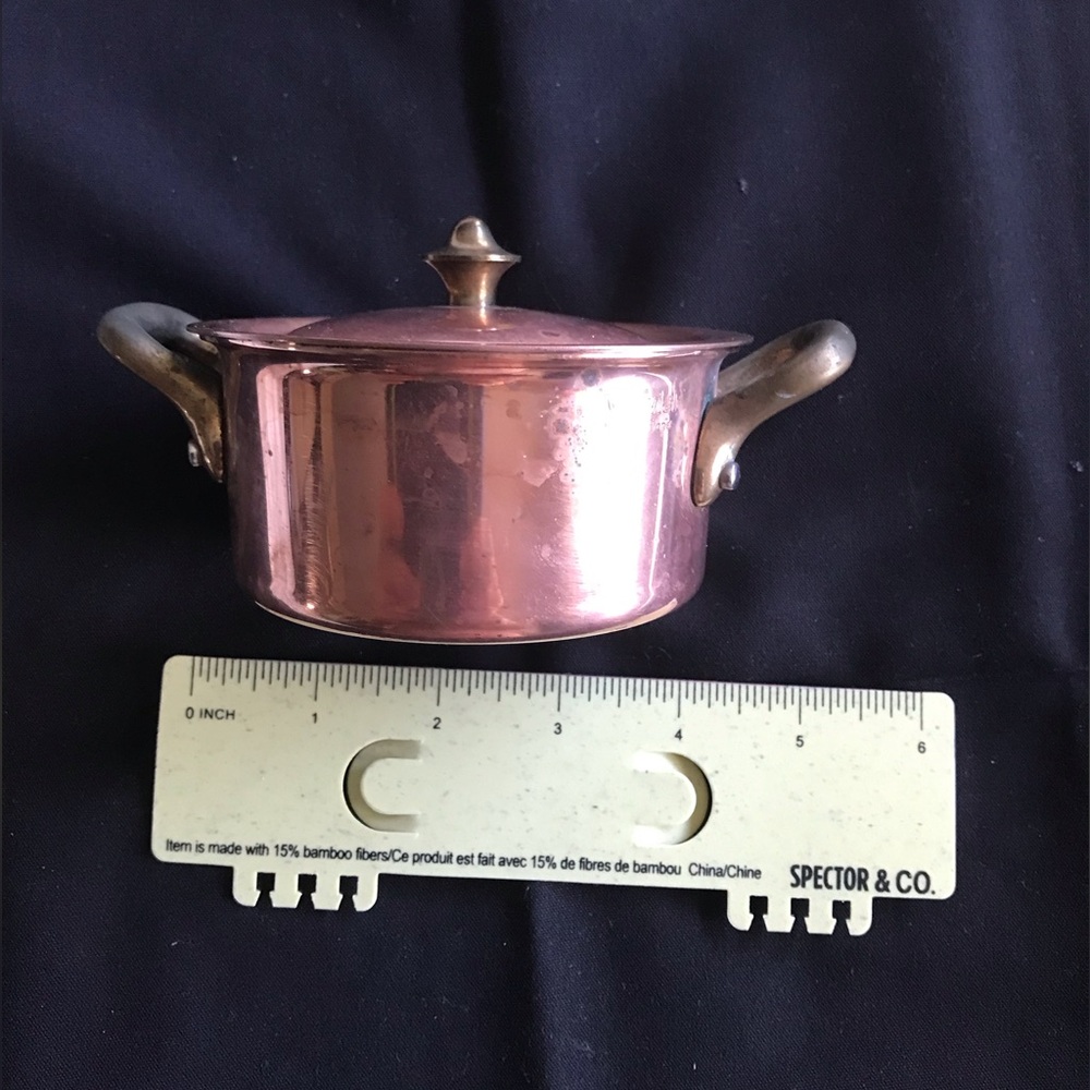 Mauviel Copper Mini Cocette Pot with Brass Handles and Lid